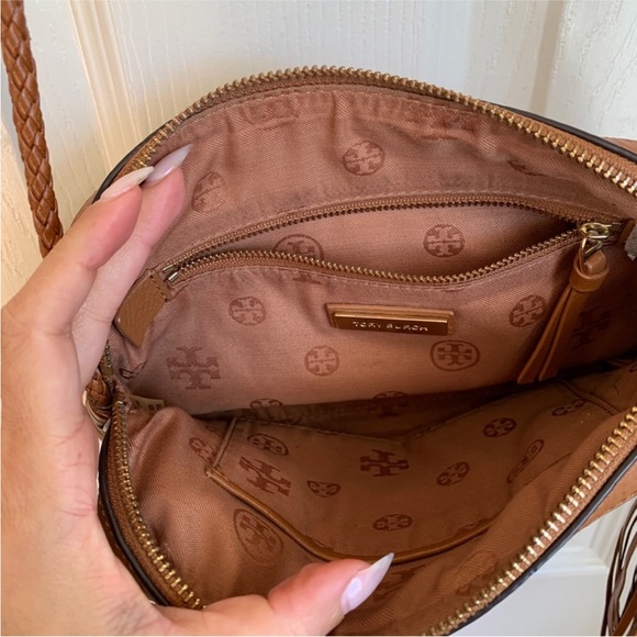 Tory Burch Brown Leather Shoulder Bag with decorative tassel & braided strap - Picture 7 of 10